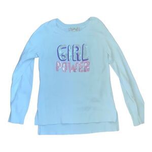 Pink republic, white, “Girls Rule”, sweater. Size M